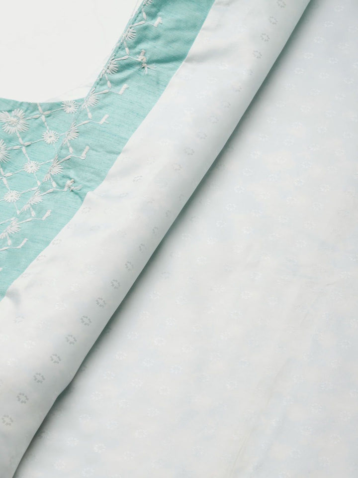 SOJANYA Lelaki Motif Etnik Biru & Hijau Kurta Sulam Churidar