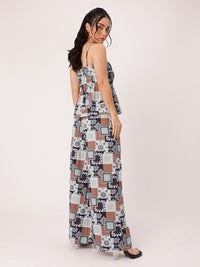 DressBerry Boho Bliss Printed A-Line Smocked Top With Wide Leg Trousers