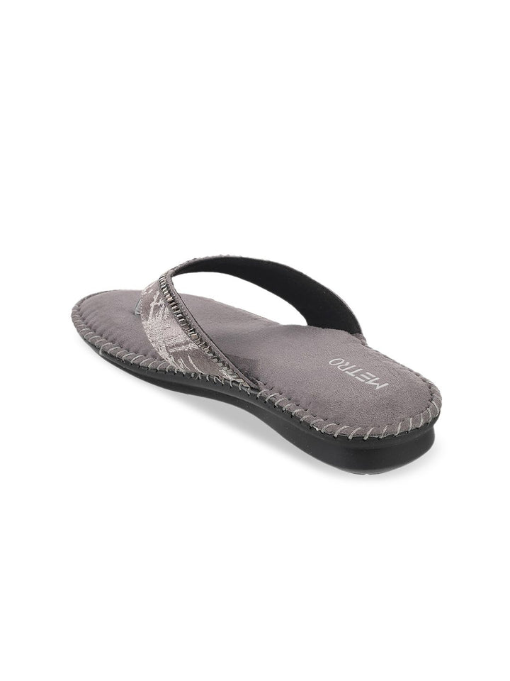 Metro Women Grey Embellished Ethnic Sandal