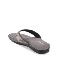 Metro Women Grey Embellished Ethnic Sandal