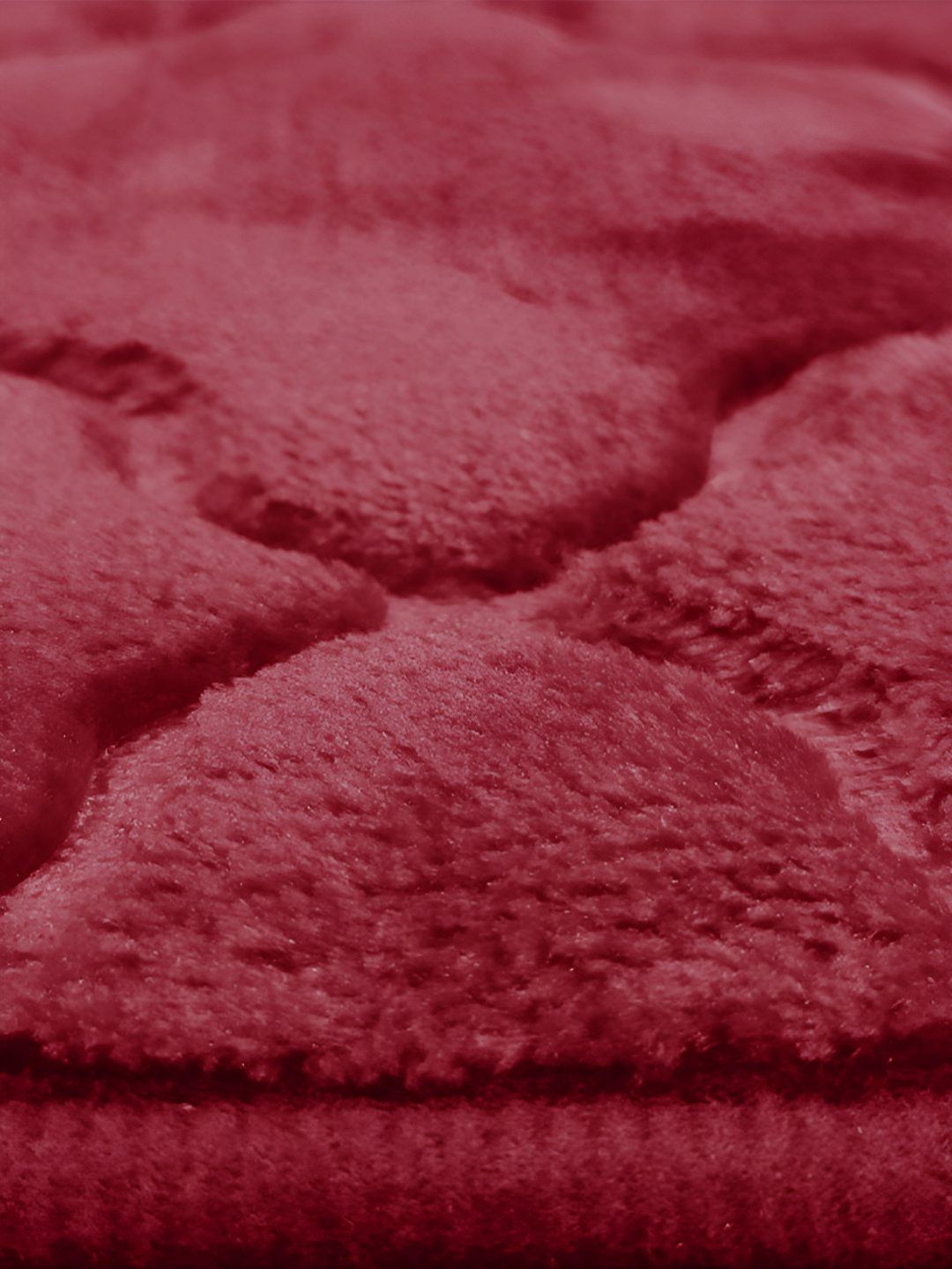 Story@home Red Textured Microfiber Anti Skid 210 GSM Bath Mat