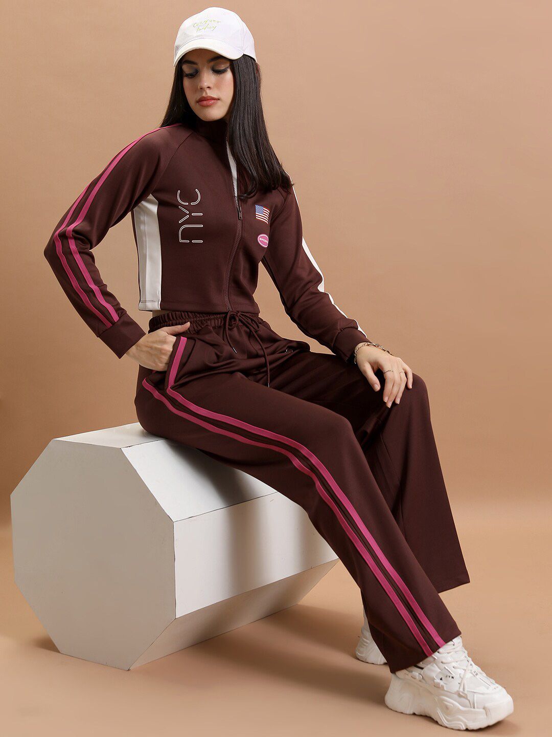 Tokyo Talkies Sporty Crop Jacket With Trouser