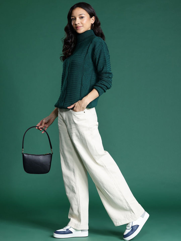 DressBerry Cable Knit Turtle Neck Pullover