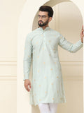 SOJANYA Kurta Lurus Tenunan Geometrik Kapas Sutera