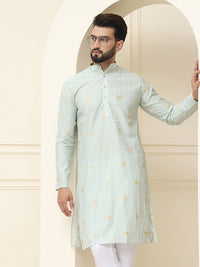 SOJANYA Kurta Lurus Tenunan Geometrik Kapas Sutera