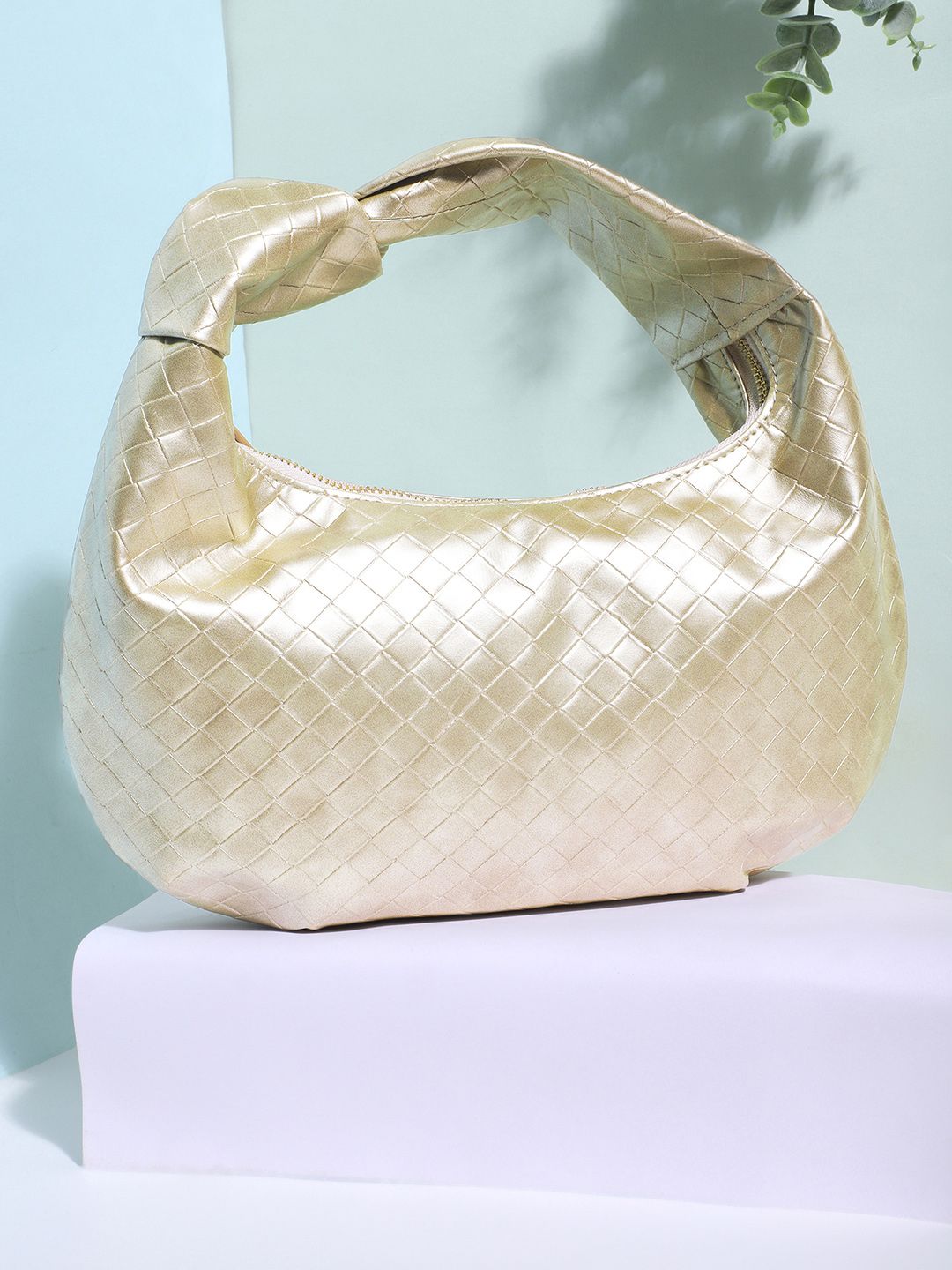 Berrylush Textured Half Moon Handheld Bag