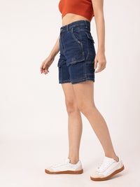 DressBerry Women Urban Classic Bermuda Fit Denim Cargo Shorts