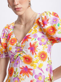 DressBerry Petal Power Ruched Front Slit Floral Sheath Dress