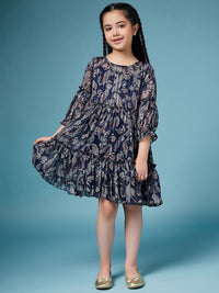 pspeaches Girls Ethnic Motifs Printed Georgette A-Line Dress