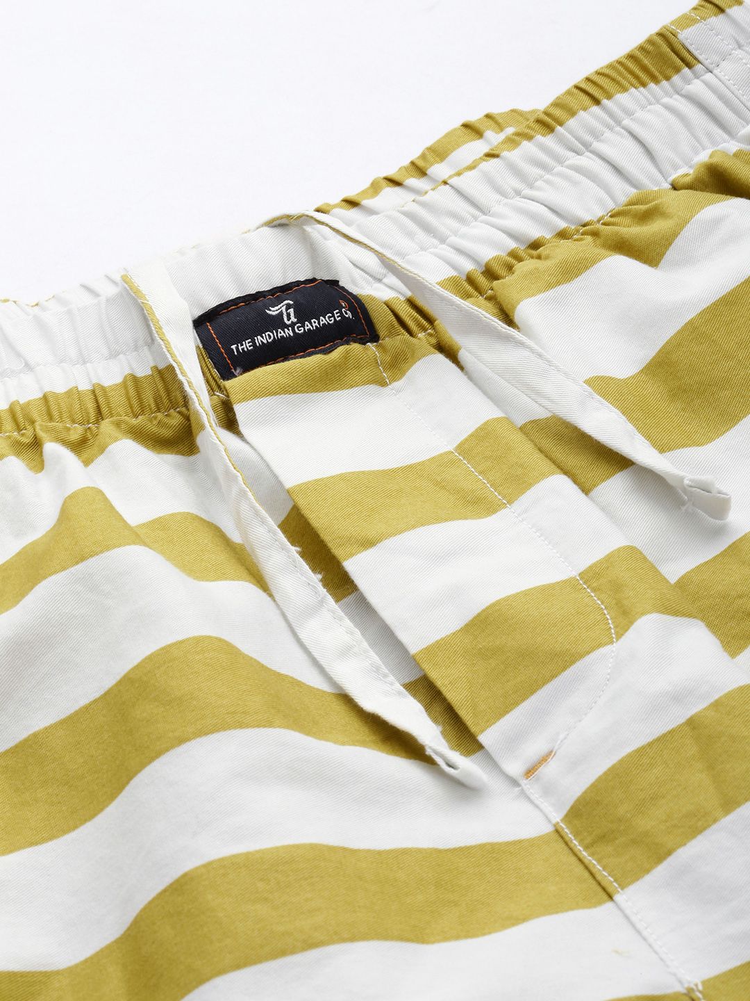 The Indian Garage Co Men Mustard Yellow & White Striped Pure Cotton Boxers 1120-BXR10-15