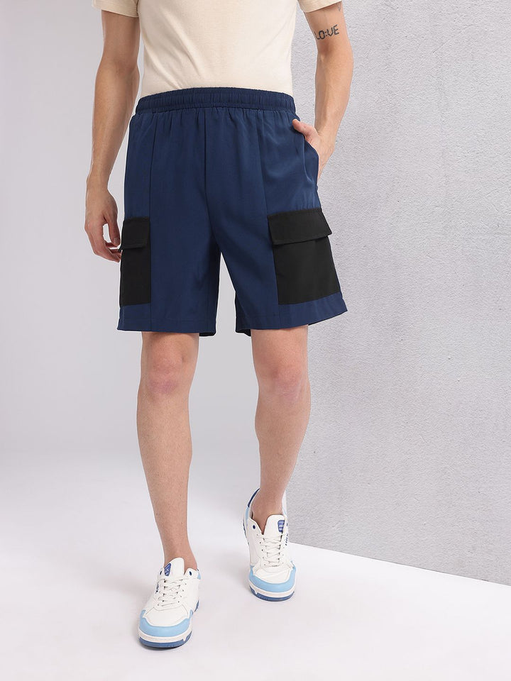 HRX by Hrithik Roshan Men Colourblocked Mid-Rise Cargo-Style Lifestyle Shorts