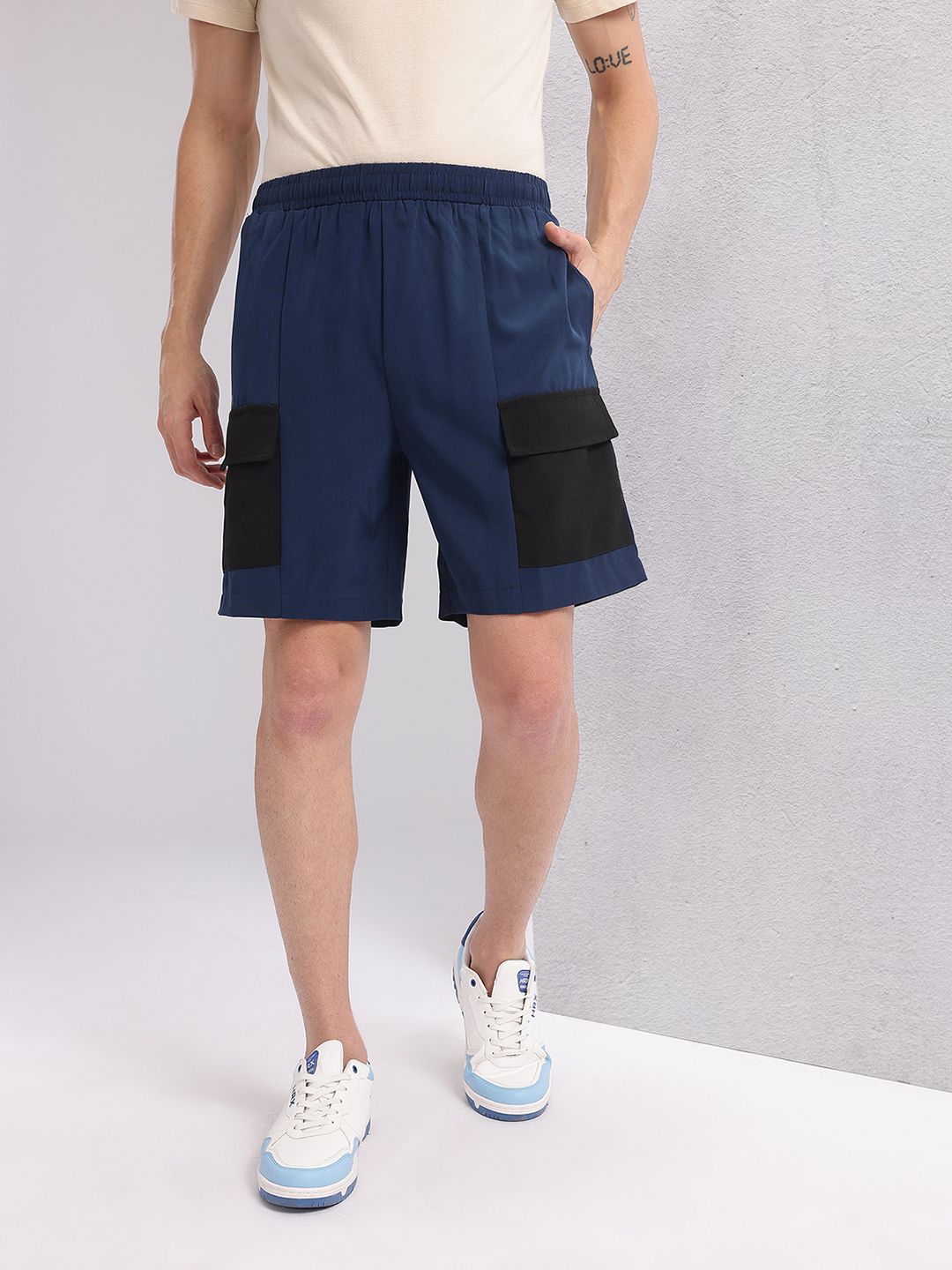 HRX by Hrithik Roshan Men Colourblocked Mid-Rise Cargo-Style Lifestyle Shorts