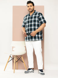 Thomas Scott Plus Size Windowpane Checks Casual Shirt