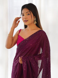 Saree mall Embellished Sequinned Poly Georgette Saree