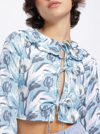 DressBerry Vintage Vibes Floral Tie-Up Neck Crop Top