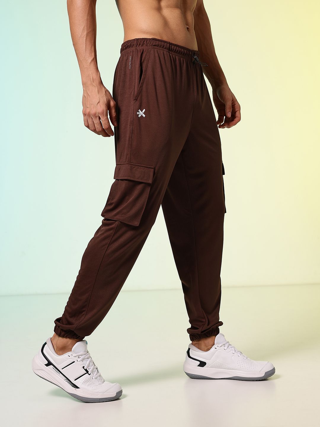 HRX by Hrithik Roshan Men Rapid-Dry Retro Brand Logo Printed Training Cargo Joggers