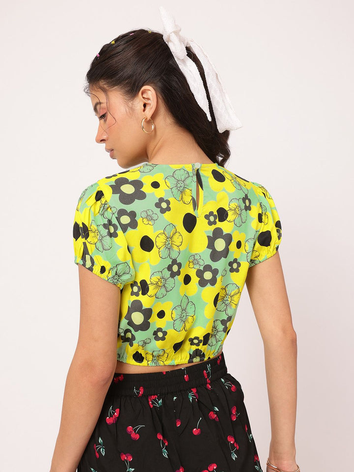 DressBerry Flower Child Essentials Print Crop Blouson Top