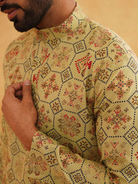 SOJANYA Motif Etnik Bercetak Kolar Jalur Kurta Lurus