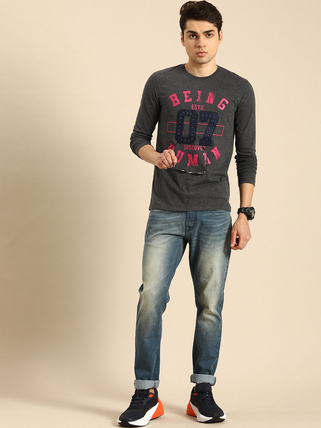 Being Human Clothing Men Brand Logo Printed T-shirt