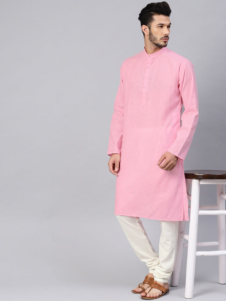 SOJANYA Band Collar Straight Cotton Linen Kurta