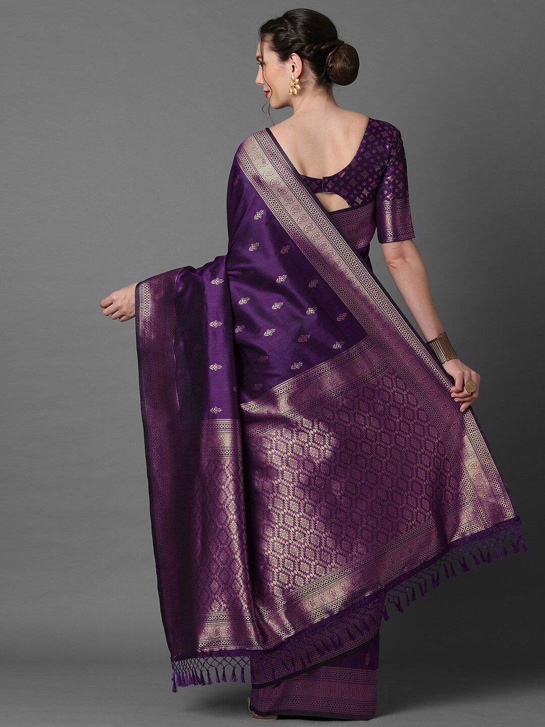 Mitera Ethnic Motifs Zari Silk Blend Banarasi Saree