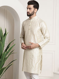 SOJANYA Kolar Jalur Berjalur Lengan Panjang Kurta Lurus