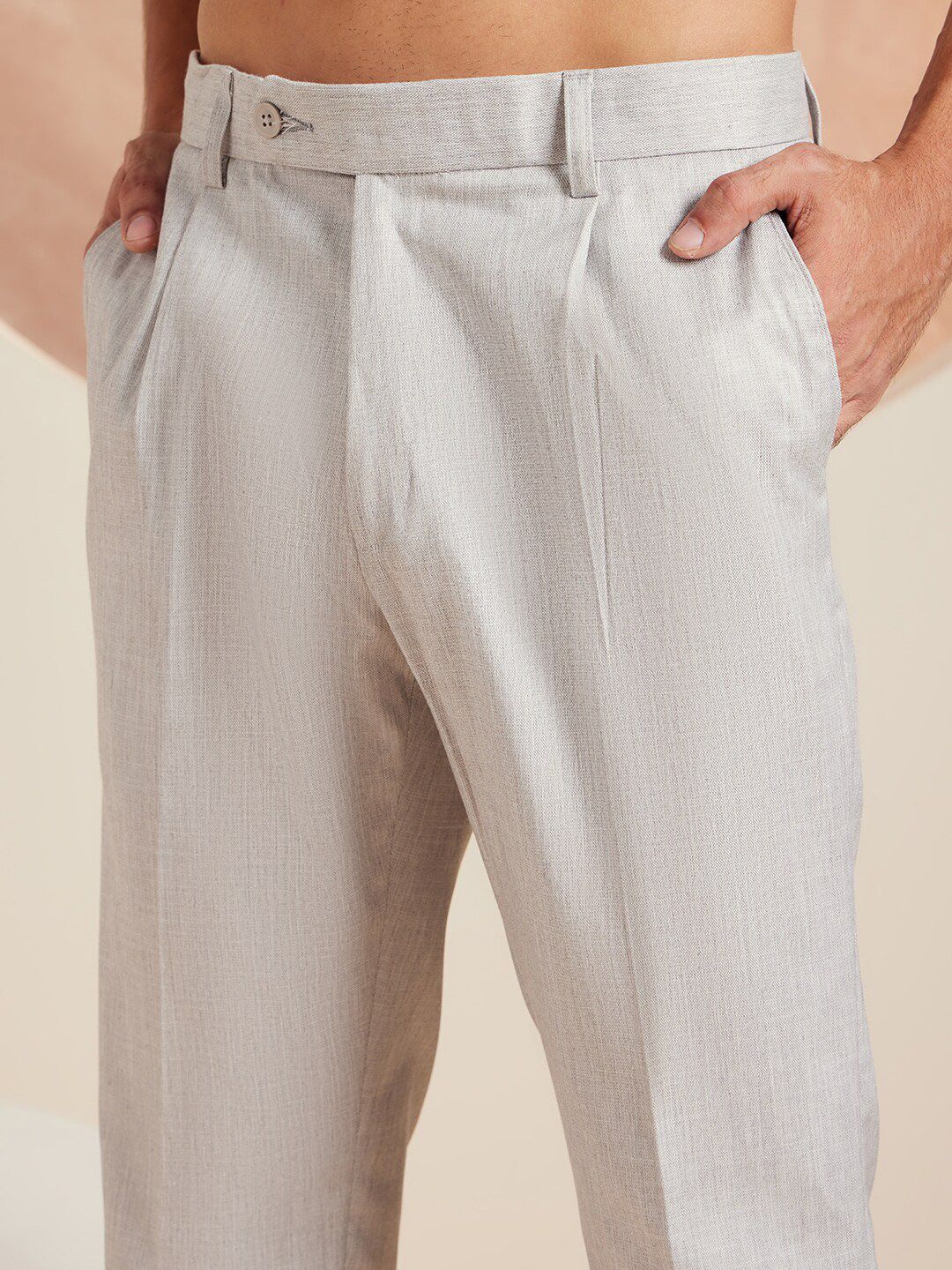 DENNISON Men Checked Smart Tapered Fit Easy Wash Pleated Formal Trousers