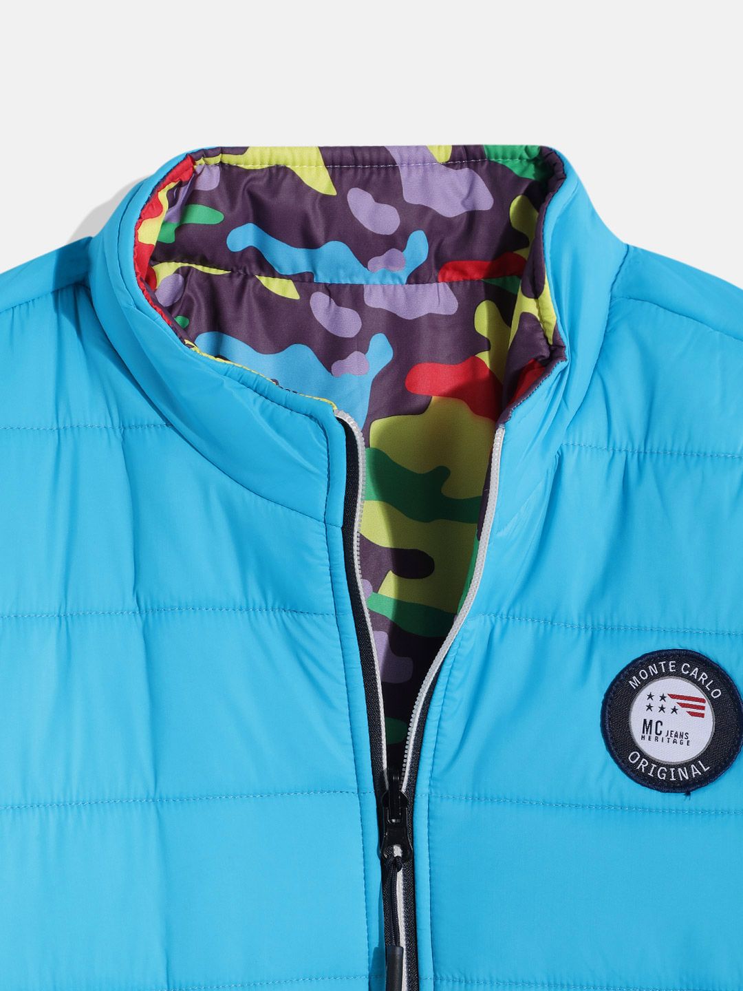 Monte Carlo Boys Camouflage Print & Colourblocked Reversible Padded Jacket