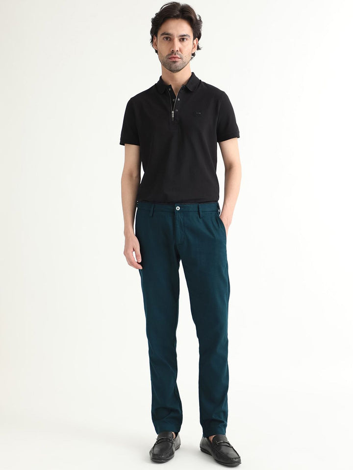 RARE RABBIT Cellular Mid Rise Cotton Slim Fit Trouser
