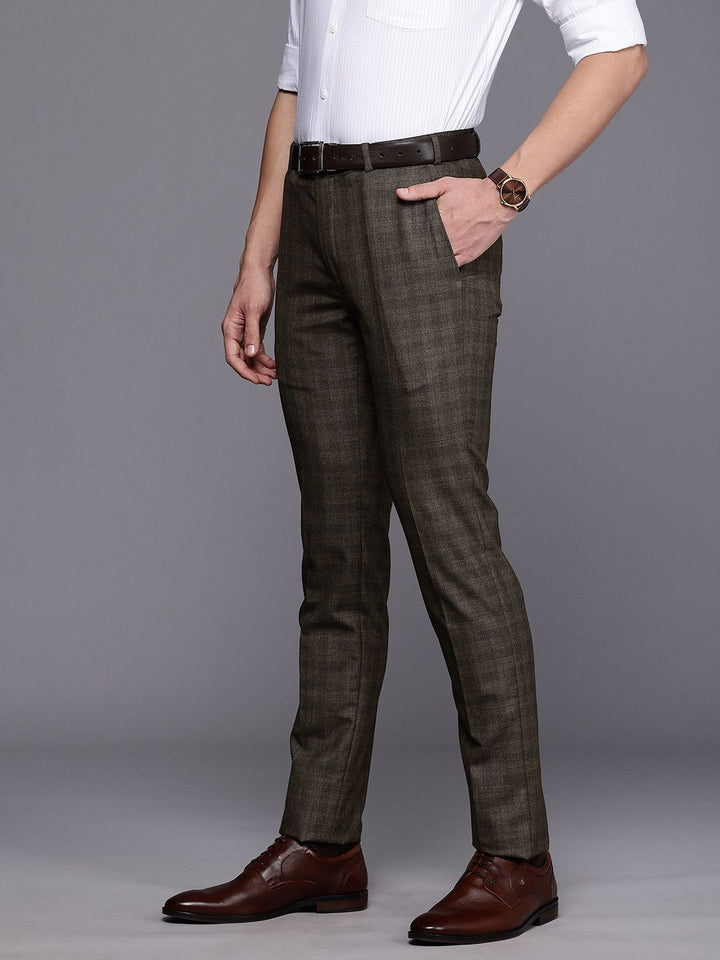 Raymond Men Checked Slim Fit Formal Trousers