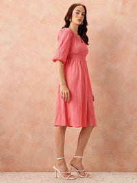 all about you Crinkled Smocked A-Line Dress