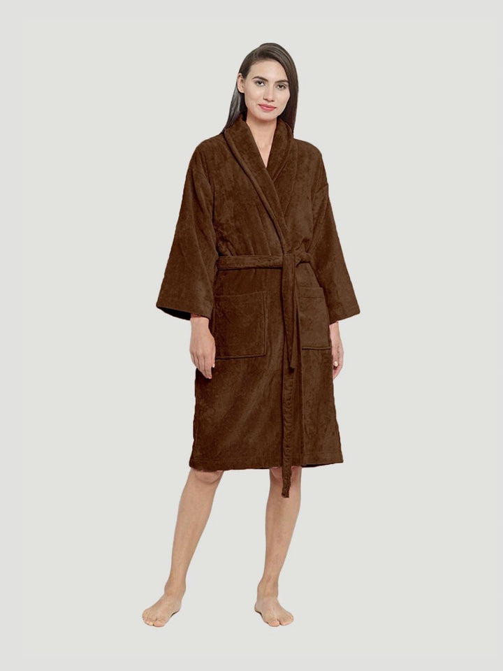 MYTRIDENT  Brown Women 350 GSM Pure Cotton Bath Robe