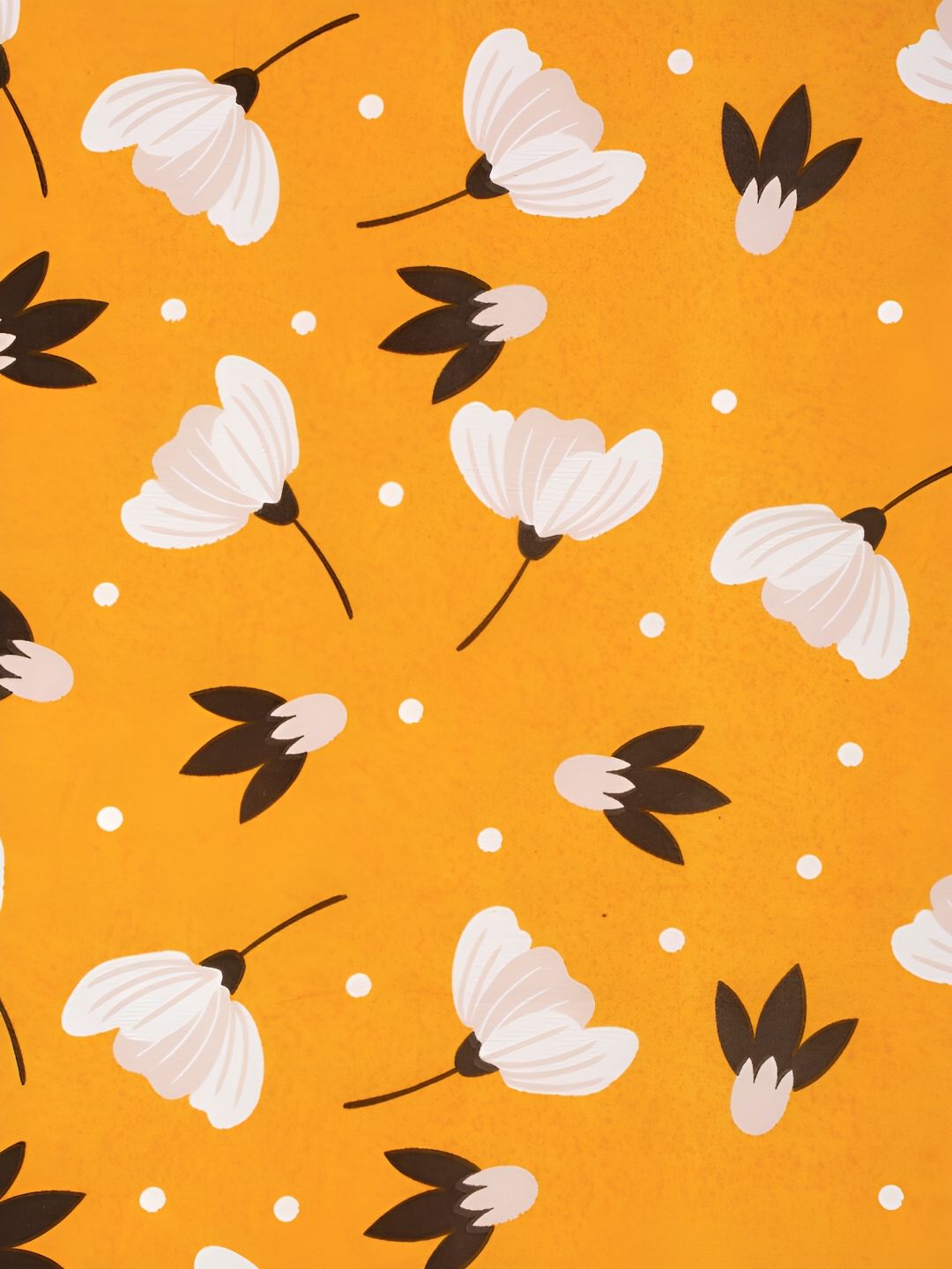 KLOTTHE Yellow & Black Floral Printed 300TC Single Bedsheet With Pillow Cover