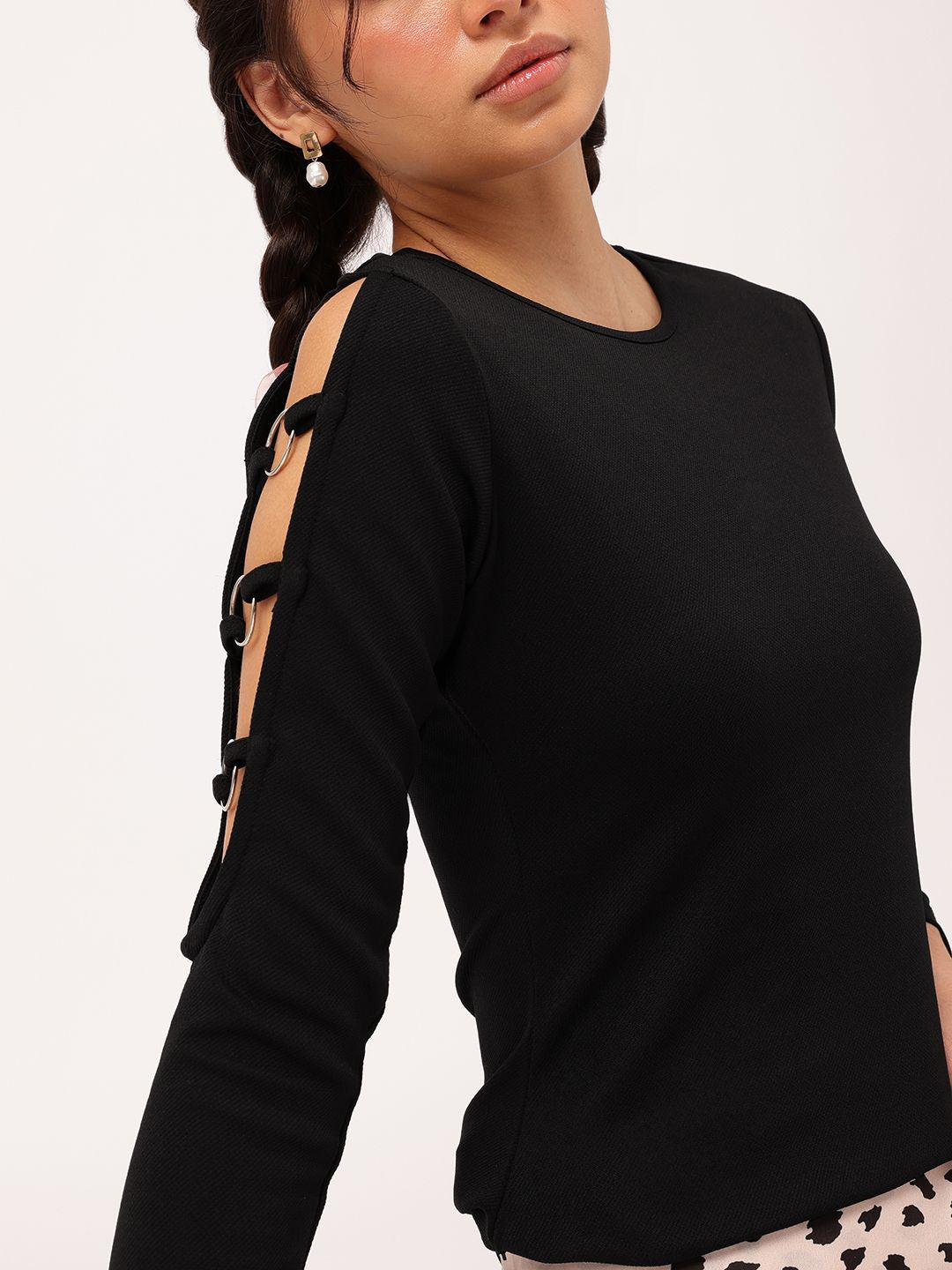 DressBerry Soft Streetwear Cut-Outs Fitted Top