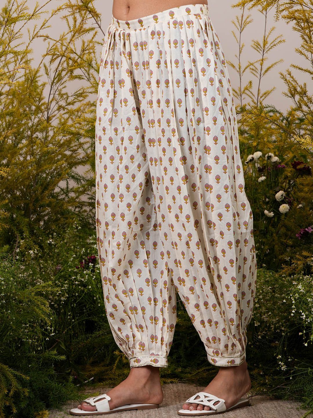 Libas Floral Printed Gotta Patti Pure Cotton Kurta with Salwar & Dupatta