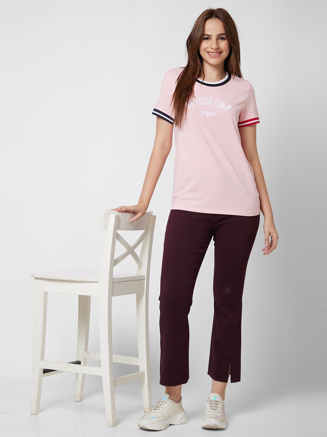 SPYKAR Women Pink Printed T-shirt