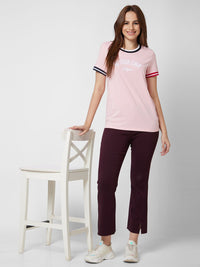 SPYKAR Women Pink Printed T-shirt