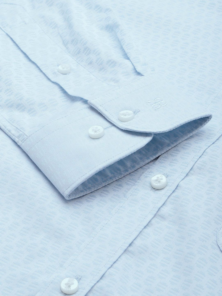 Raymond Self Design Textured Slim Fit Pure Cotton Formal Shirt