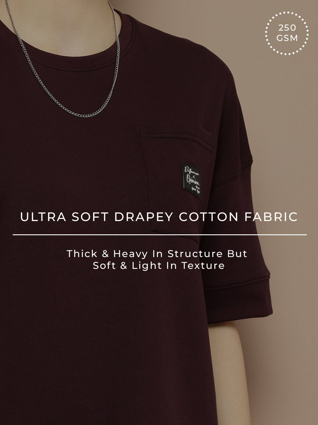 Difference of Opinion Women Oversized Drop Shoulder Ultra Soft Drapey Cotton T-Shirt