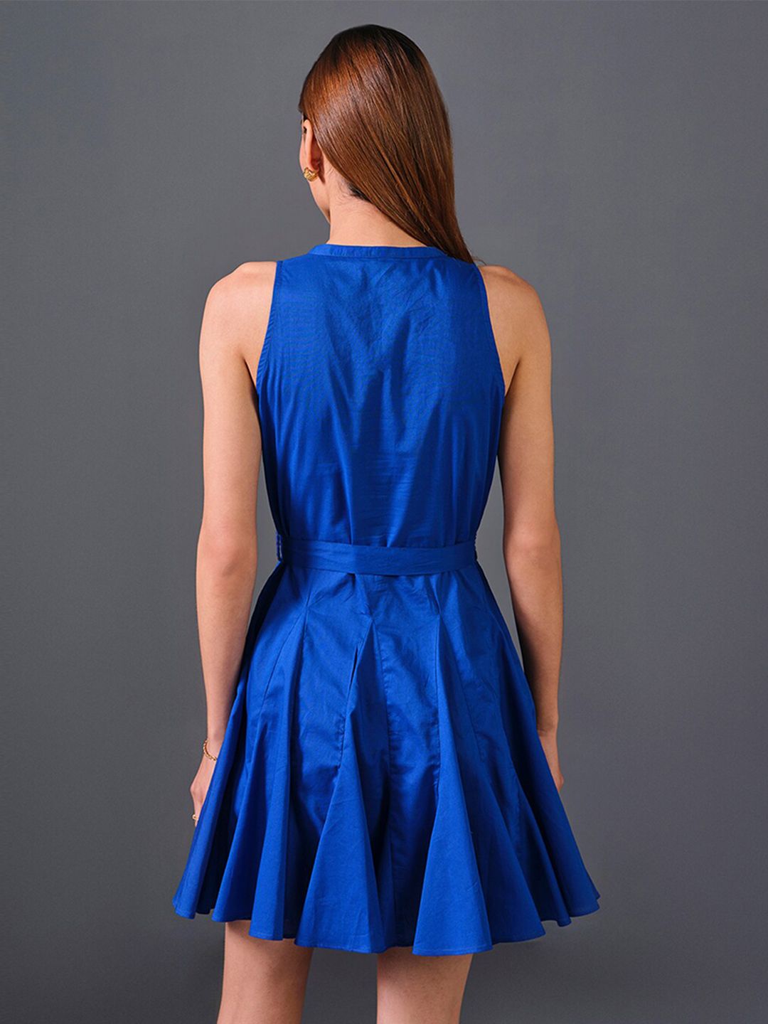 AND Notched Neck Cotton Fit & Flare Dress