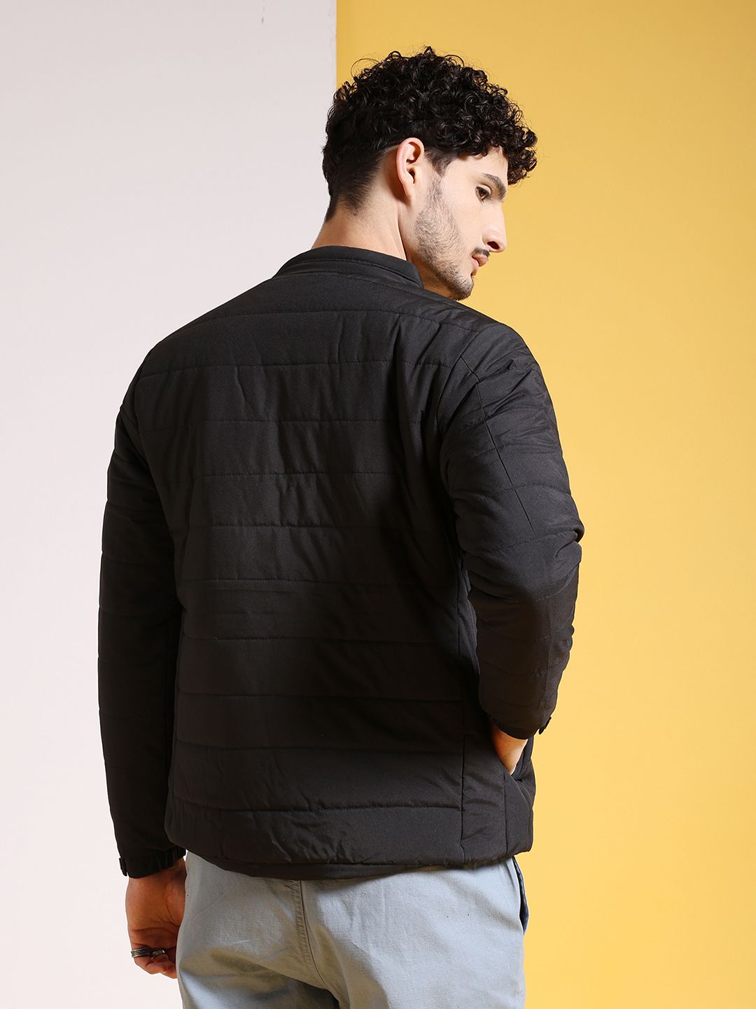 The Indian Garage Co Men Zip-Front High Neck Puffer Jacket