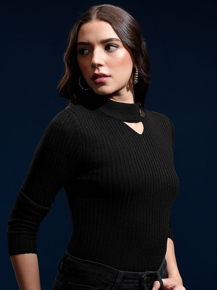 Tokyo Talkies Women Full Sleeve High Neck Sweater