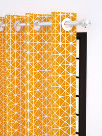 Story@home Orange & White Geometric Room Darkening Window Curtain