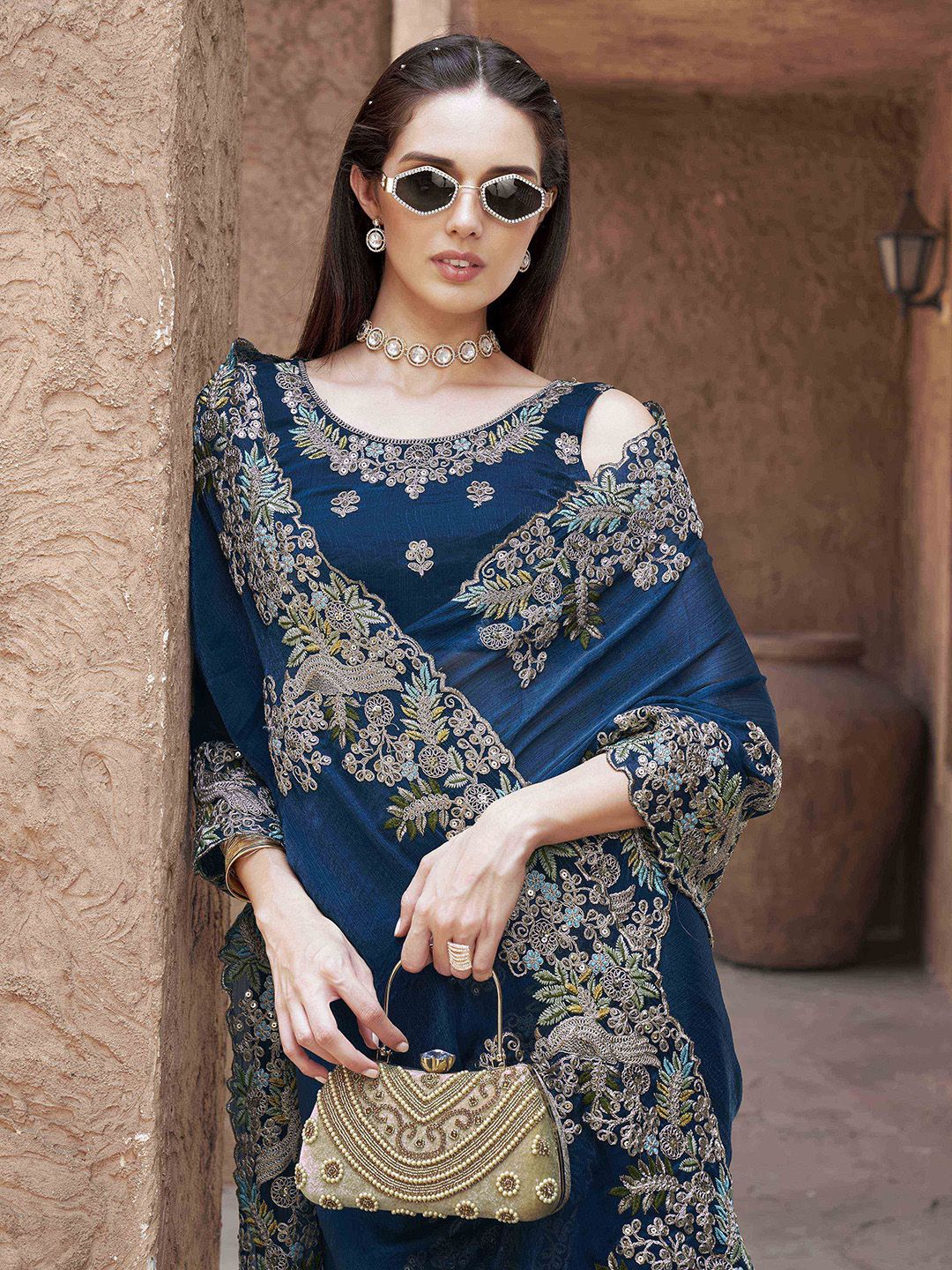 Tikhi Imli Sequinned Poly Chiffon Saree