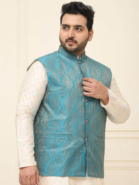 SOJANYA PLUS Lelaki Plus Size Printed Mandarin Collar Nehru Jaket