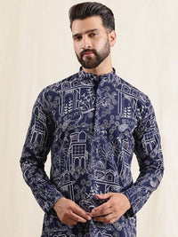 SOJANYA Lelaki Motif Etnik Bercetak Kurta Lurus Perayaan