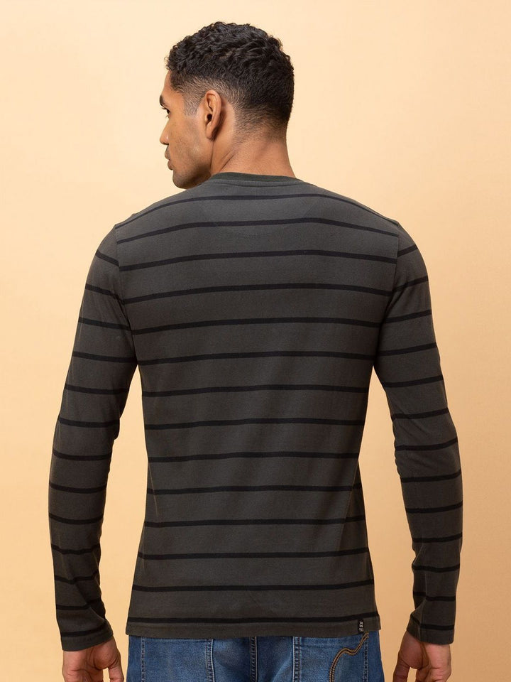 Being Human Men Striped Applique T-shirt