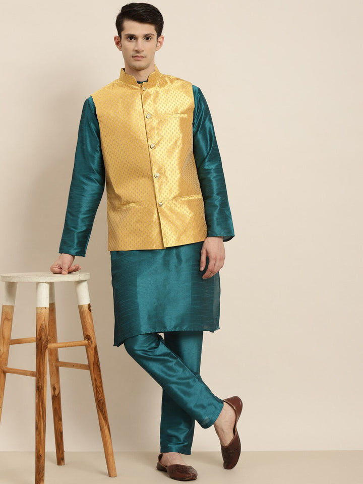 SOJANYA Mandarin Collar Regular Kurta With Pyjamas & Nehru Jacket