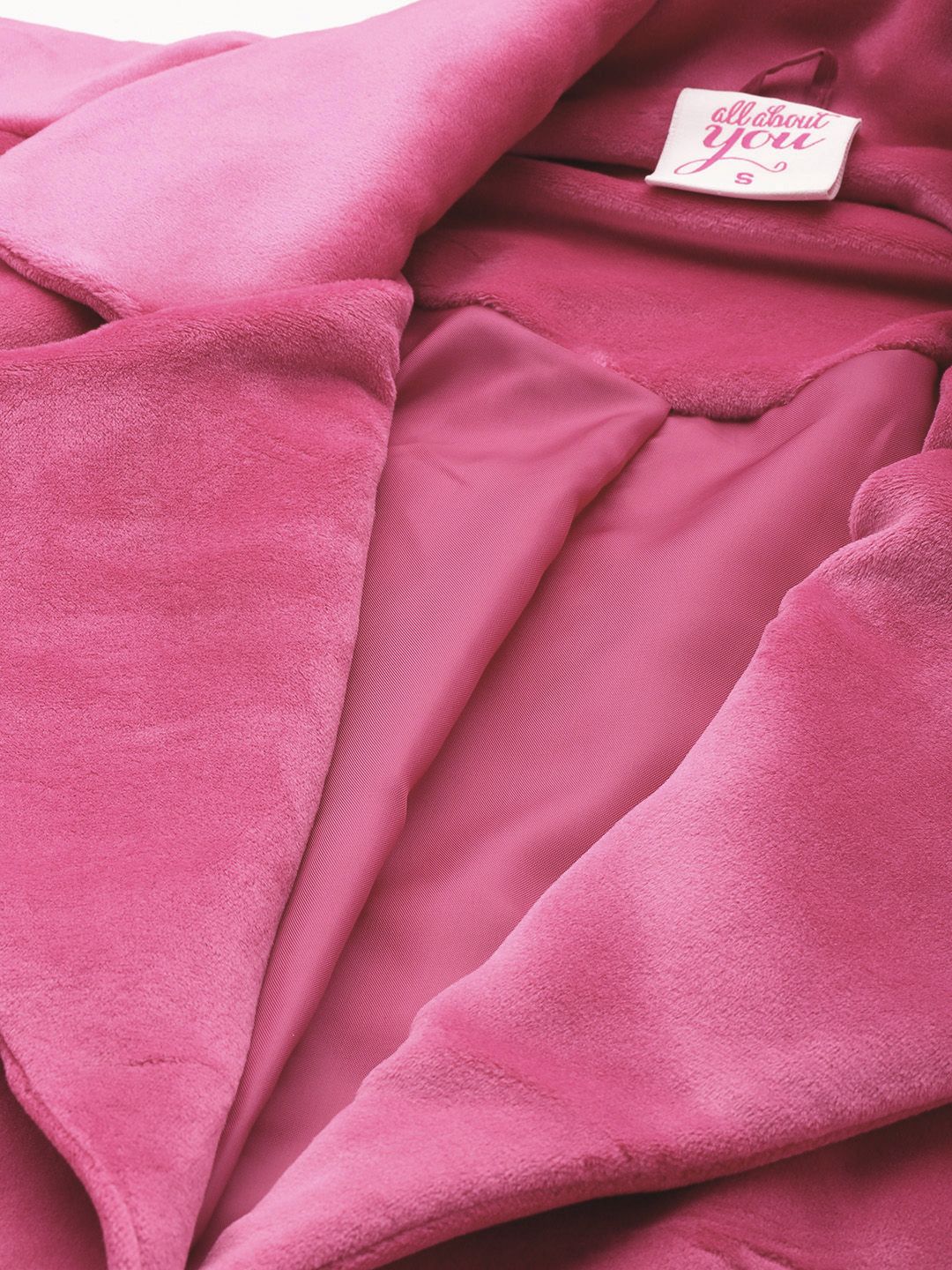 all about you Notched Lapel Collar Velvet Finish Overcoat