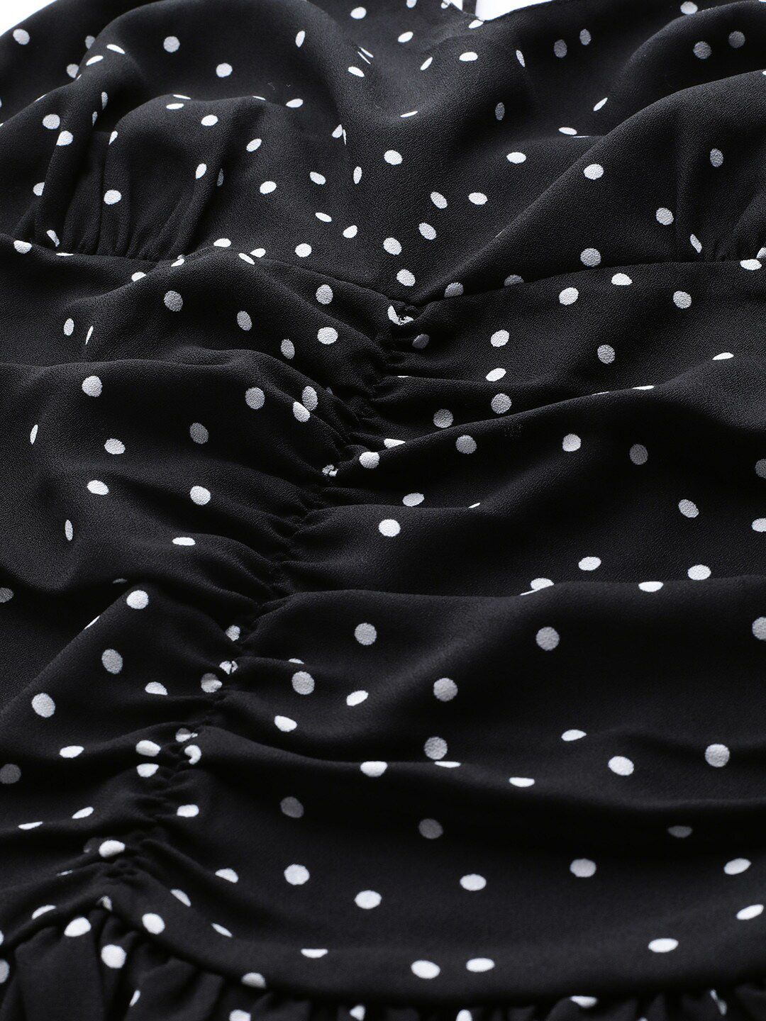 STREET 9 Black & White Polka Dot Printed Regular Top